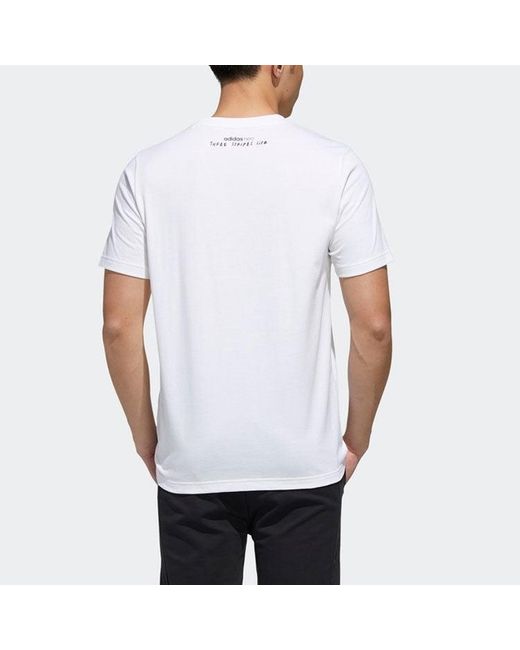 Adidas White Neo Contrasting Colors Logo Printing Sports Short Sleeve for men