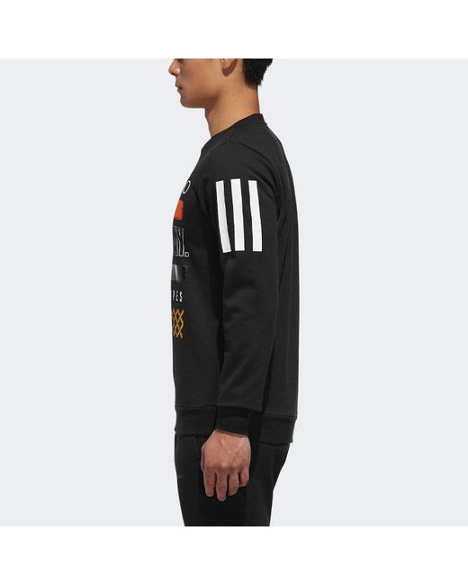 Adidas Black Neo Athleisure Casual Sports Knit Round Neck Pullover for men