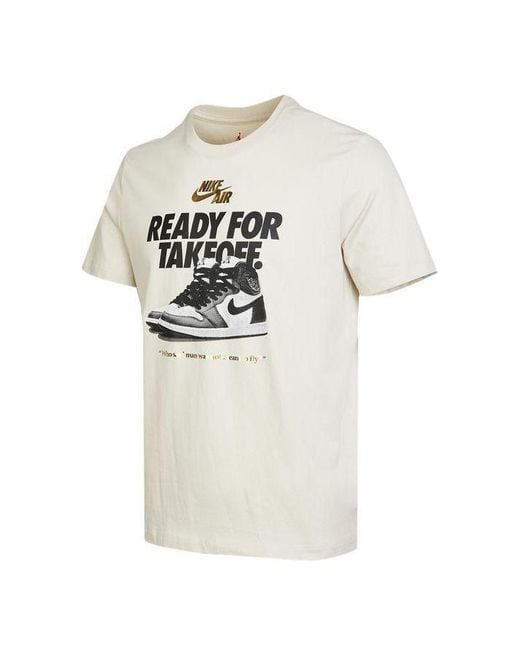 Nike White Alphabet Shoe Printing Round Neck Casual Short Sleeve for men