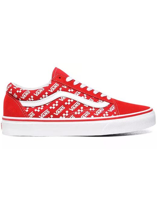 Vans Red Old Skool 'Logo Repeat for men