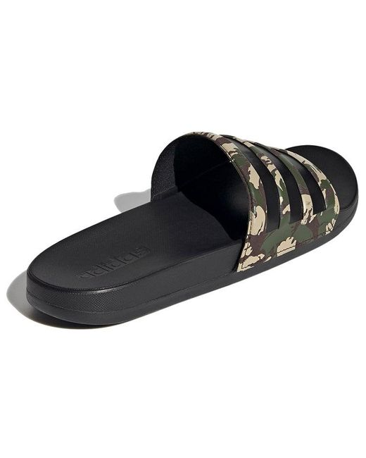 Adidas Black Adilette Comfort Slides 'Wild Pine Camo' for men