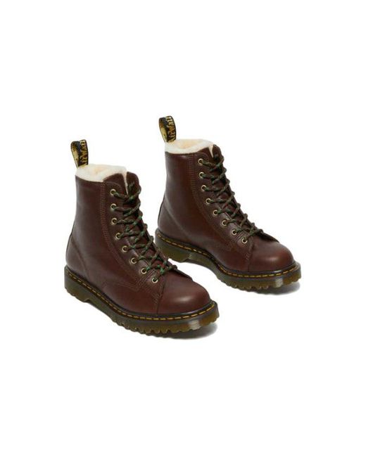 Dr. Martens Brown Barton Shearling Lined Leather Ankle Boots