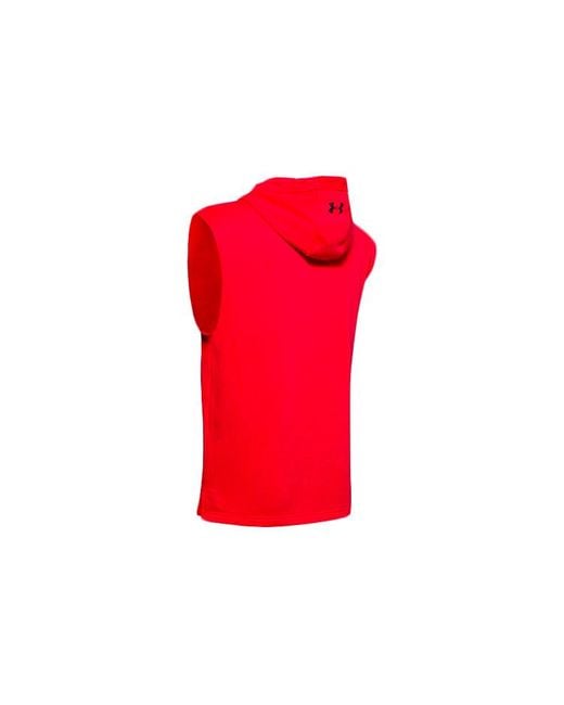 Under Armour Red Project Rock Training Sports Hooded Sleeveless for men