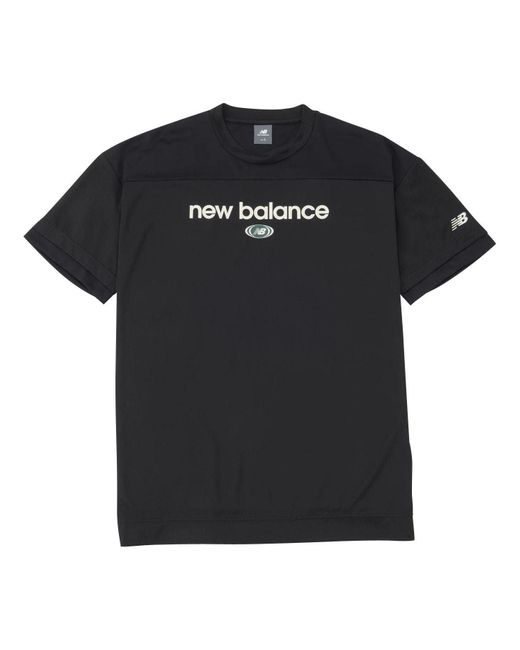 New Balance Black Linear Logo Honeycomb Mesh T-Shirt for men