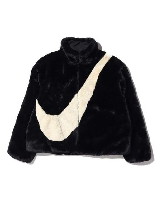 Nike Black (Wmns) Sportswear Swoosh Large Logo Stay Warm Lamb's Wool Stand Collar Jacket Autumn Asia Edition