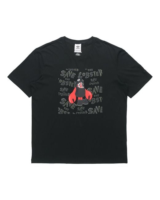 Adidas Black Originals Artist Tee Ss Dragon Printing Round Neck Pullover Sports Short Sleeve for men