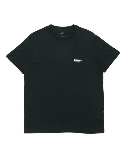 PUMA Black Fuslon Minimalistic Chest Alphabet Logo Label Short Sleeve for men