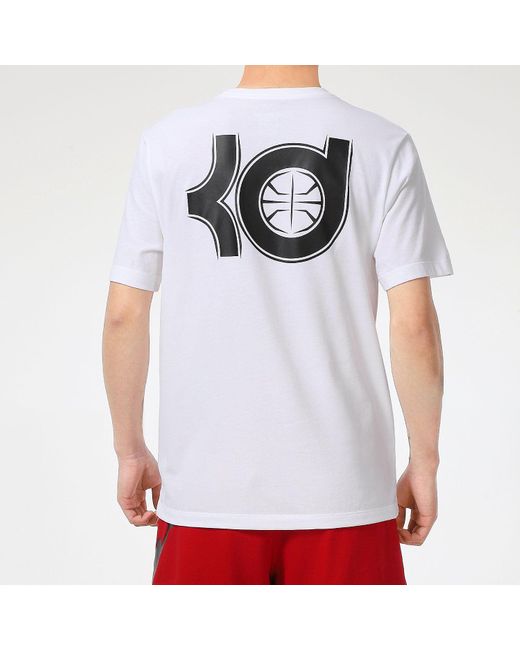 Nike White Dri-Fit Kd Durant Printing Sports Round Neck Basketball Short Sleeve for men