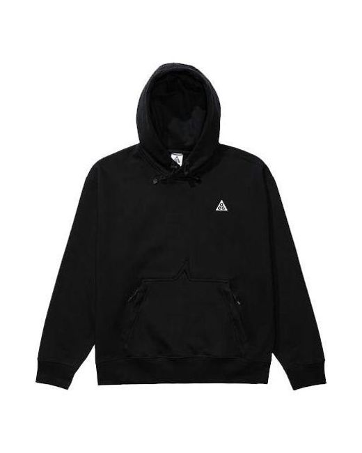 Nike Black Acg Casual Embroidered Logo Hooded Pullover Long Sleeves for men