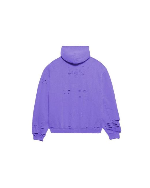 Balenciaga Purple Caps Destroyed Hoodie for men