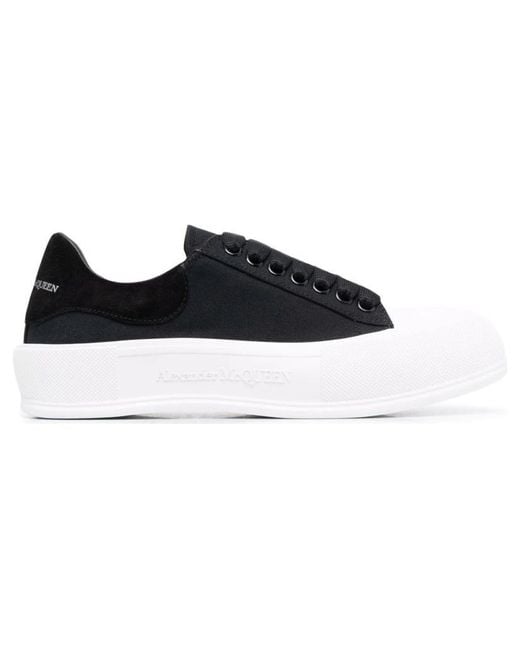 McQueen Black Deck Skate Plimsoll Lace Up Sole' for men