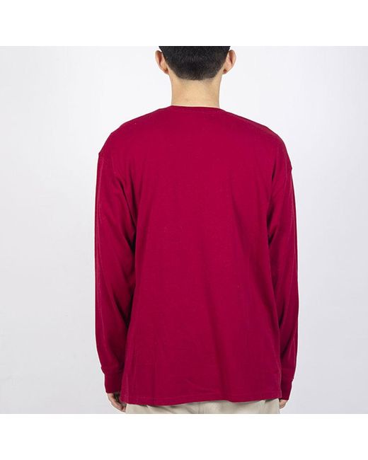 Nike Pink Acg Logo Printing Sports Round Neck Long Sleeves Wine T-Shirt for men