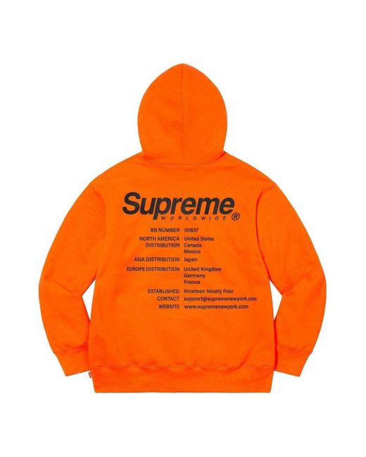 Supreme Worldwide Hooded Sweatshirt Supreme Worldwide Hooded Sweatshirt in Orange for Men | Lyst UK