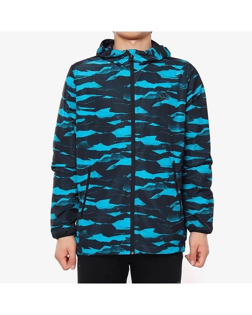 Adidas Blue Camouflage Windproof Sports Jacket for men