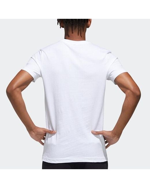 Adidas White Bj Scrawl Tee Casual Sports Round Neck Training Short Sleeve Couple Style