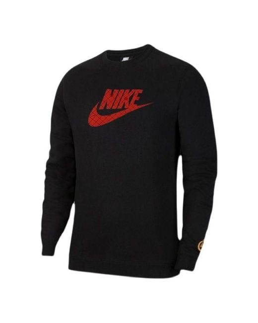 Nike Black Large Logo Printing Round Neck Long Sleeves for men