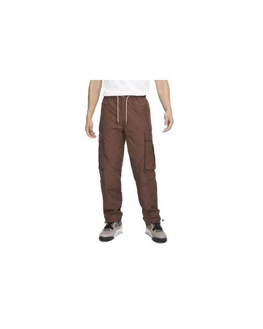 Nike Red Flight Heritage Big Pocket Cargo Woven Drawstring Casual Joggers/Pants/Trousers Chocolate for men