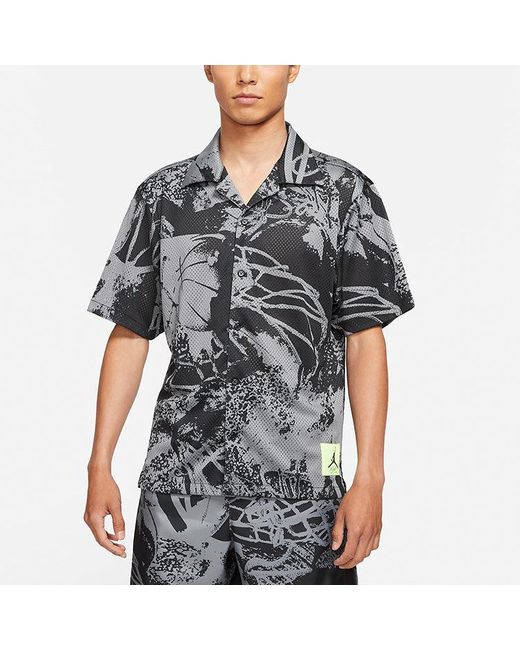 Nike Black Flight Knitting Printing Wide Loose Basketball Short Sleeve Shirt for men