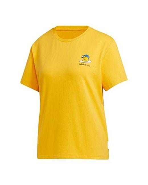 Adidas Yellow (Wmns) Neo Gdtm Bf Tee Crossover Sports Short Sleeve
