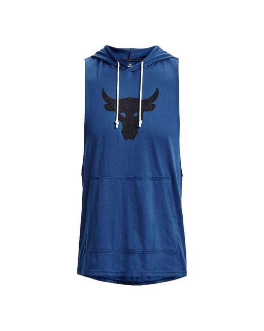 Under Armour Blue Project Rock Bsr Bull Sleeveless Hoodie for men