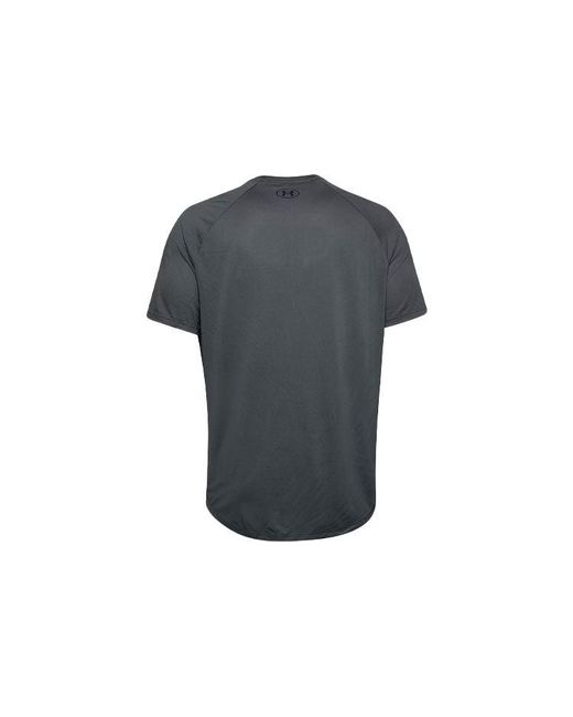 Under Armour Gray Tech Triple Logo Printing Sports Round Neck Short Sleeve for men