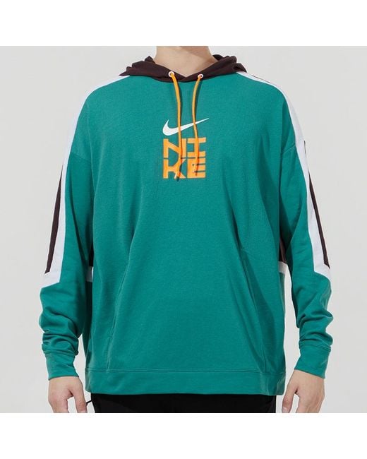 Nike Green Logo Printing Colorblock Pullover Lake for men