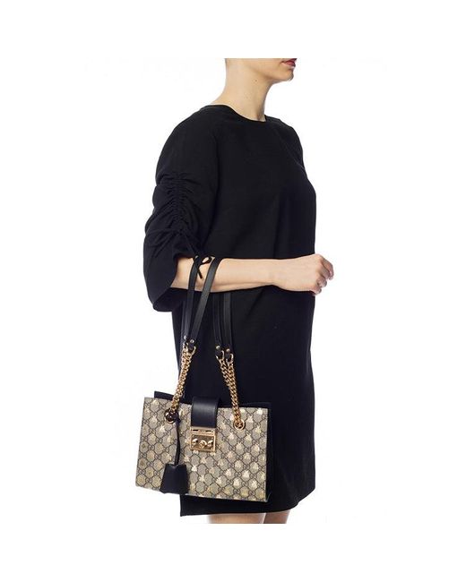 Gucci (Wmns) Padlock Metallic Bee Printing Logo Canvas Chain Handbag Small Classic