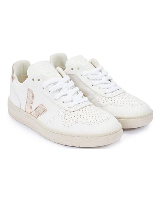 Veja White V-10 Chromfree Low-Top Sneakers
