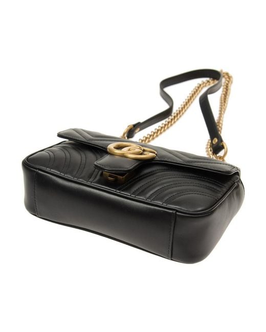 Gucci Black (Wmns) Gg Marmont Leather Single-Shoulder Chain Bag Mini