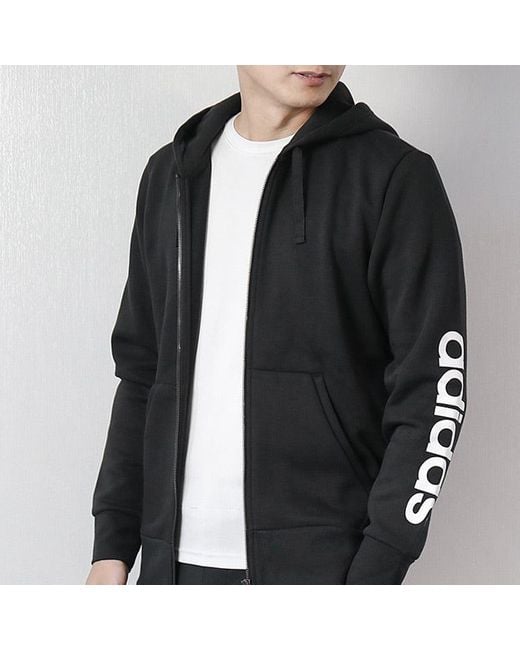 Adidas Black Zipper Knit Hooded Jacket for men
