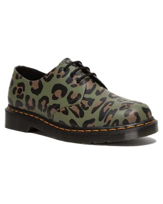 Dr. Martens Brown 1461 Distorted Leopard Print Oxford Shoes 'Khaki'
