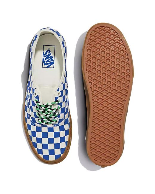 Vans Blue Authentic Checkerboard Shoes Gum' for men