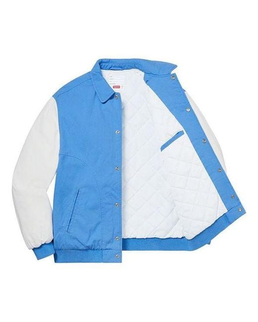 Supreme Blue Twill Varsity Jacket for men