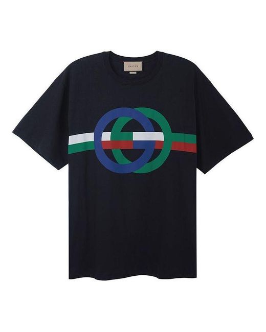 Gucci Black Round gg Print Cotton T-shirt for men