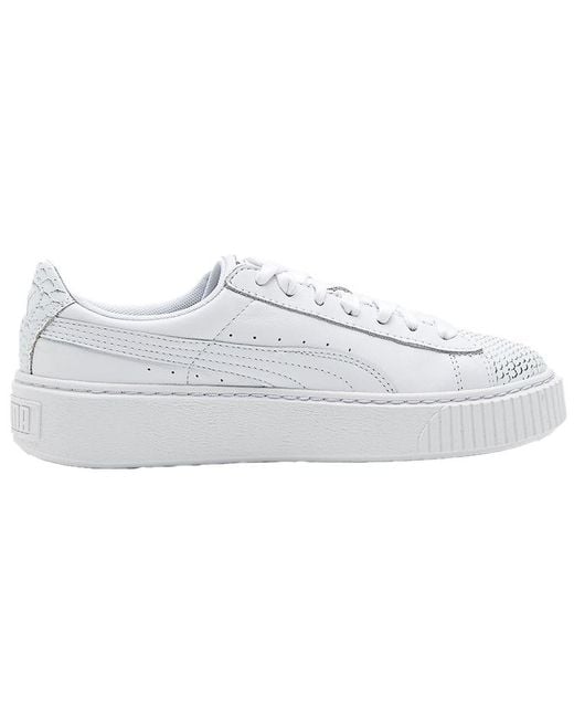 PUMA White (Wmns) Basket Platform Ocean Leisure Board Shoes