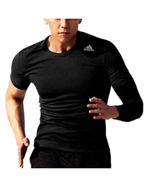 Adidas Black Printing Brand Logo Solid Color Round Neck Short Sleeve T-Shirt for men