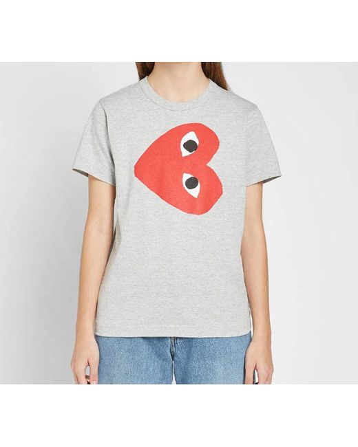 COMME DES GARÇONS PLAY Gray (Wmns) Side Logo Tee