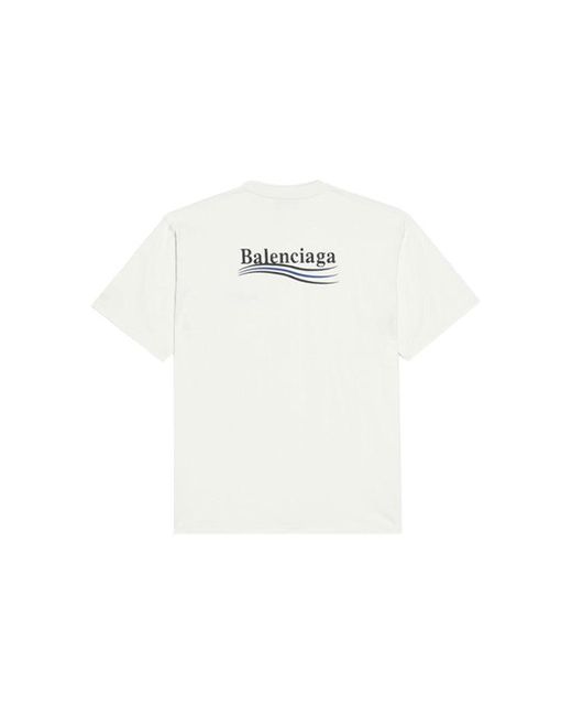 Balenciaga White Political Campaign Large Fit Embroidery Round-neck