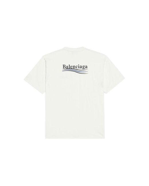 Balenciaga White (Wmns) Political Campaign Large Fit Embroidery Round-Neck