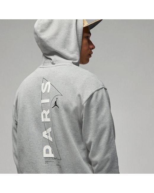 Nike Gray X Paris Saint-Germain Front Logo Fleece Pullover Hoodie Asia Sizing 'Dark Heather' for men