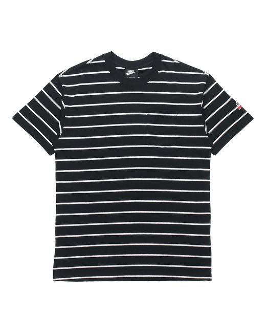 Nike Black Sportswear Sports Breathable Stripe Short Sleeve for men