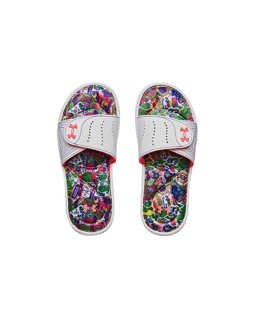 Under Armour White (Wmns) Ignite 6 Graphic Footbed Slide Blitz'