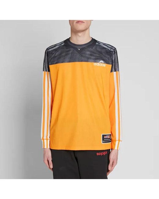 Adidas Orange Originals X Alexander Wang Crossover Breathable Alphabet Printing Stripe Colorblock Long Sleeves T-Shirt for men