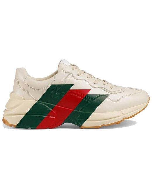 Gucci White Rhython Leather Sneaker 'logo' for men