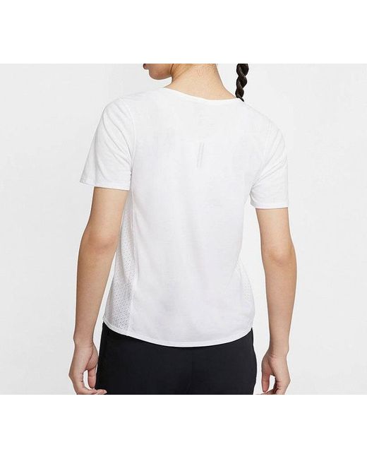 Nike White (Wmns) City Sleek Dri-Fit Quick Dry Running Short Sleeve