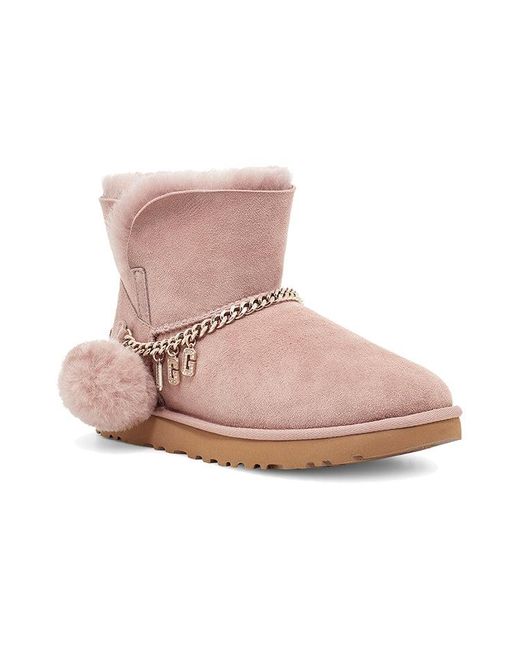 Ugg Pink (Wmns) Classic Charm Mini Stay Warm Fleece Lined