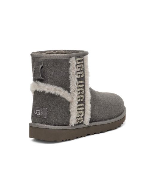 Ugg Brown (Wmns) Classic Mini Shearling Logo 'Charcoal'