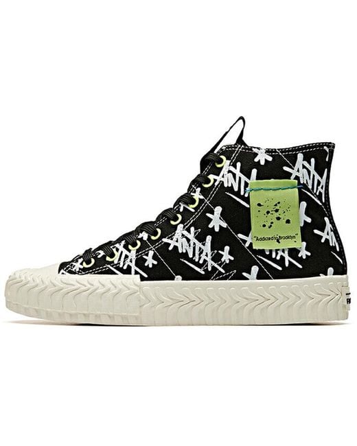 Anta Black Stash X Canvas High Shoes 'Graffiti-Addicted To Brooklyn' for men