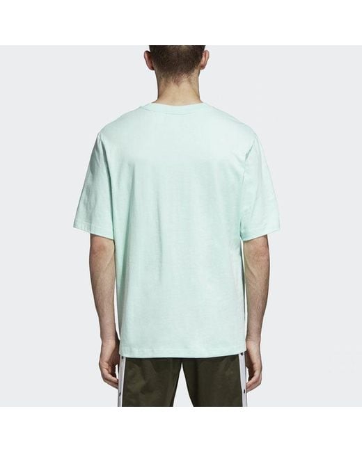 Adidas Blue Originals Large Logo Printing Round Neck Short Sleeve Mint for men