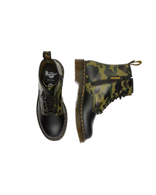 Dr. Martens Black A Bathing Ape X 1460 Zip 'Camo' for men